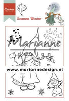 HETTYs WINTER GNOMES by MARIANNE DESiGNs  7 Pcs. HT1648 - CLear Stamp - - Rare !!  Imported from Netherlands
