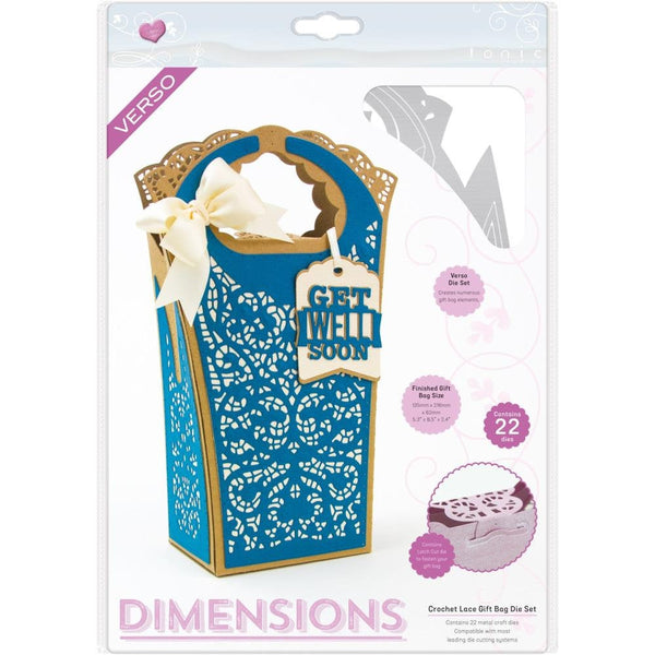 CROCHET LACE GiFT BAGs  by TONiC STUDIOs- VERsO DIMENSIONS - Detailed Die  Set -  Hard to Find !  Last One !!