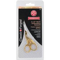 MUNDIAL 3 1/2" STORK Gold Plated EMBROIDERY SCISSORs - or  Fussy-Cutting Detail Scissors -Back in Stock !