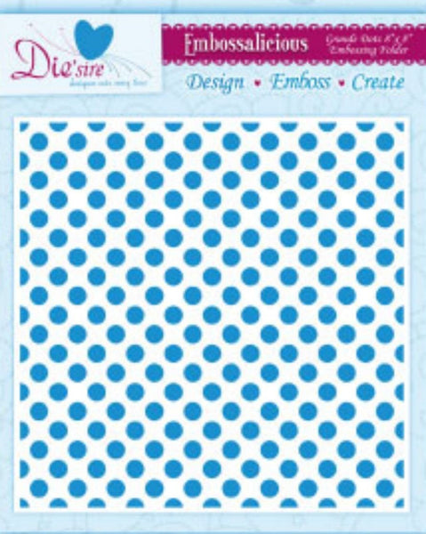 GRAND DOTS - 8X8 EMBOSSING FOLdER  by Die'Sire - EMBOSSSALiCIOUS - Crafters Companion - Retired !   Fun to make cards !