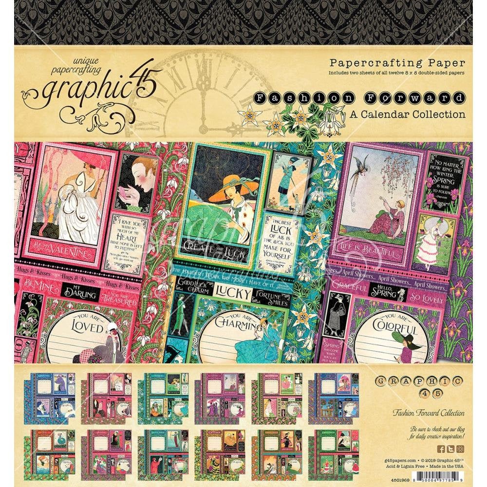 FASHION FORWARD COLLECTION Pack by GRAPHiC 45 -8x8 Paper Set - Brand N ...