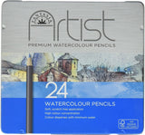 FANTASIA WATERCOLOR 24 PENCILs in a STORAGE Tin !!   New !!  Pre-Sharpened Pencils - Can be Used Wet or Dry !