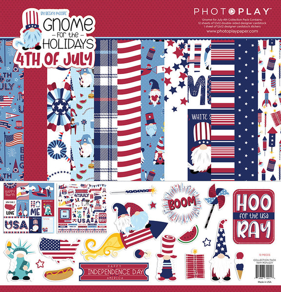GNOME for the 4th of JULY !! Nobert GNOMEs - by Photoplay Papers - 12x12 Cardstock & Ephemera BuNDLE !! - New !!