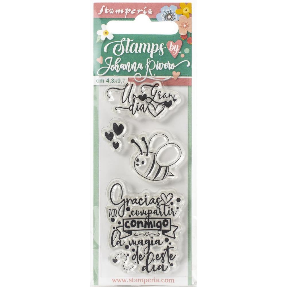 BEE X   by Johanna Rivero for STAMPERIA - STAMPs Set -Imported ! HoneyBees - Spanish Language