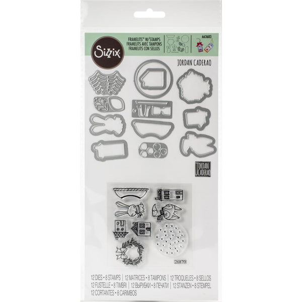 SNOWGLOBE FRAMELITs DIES  with Stamps SeT by Jordan Caderao for Sizzix - Use with Mini Domes !   #663683