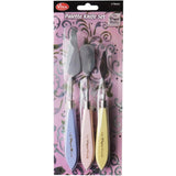 PALETTE KNIFE SET for StENCIL or MIXeD MeDIA TOOLs - by Viva Decor - Set of 3 - Wood Handles Palette knife for Texture Paste or Paints