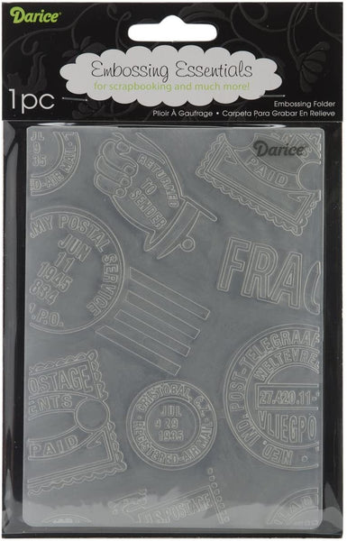 POSTAGE INTERNATIONAL STAMPs   -  EMBOSSiNG Folder - A2  - Makes Cute Cards !  Darice 1218-27 Travel Icons -