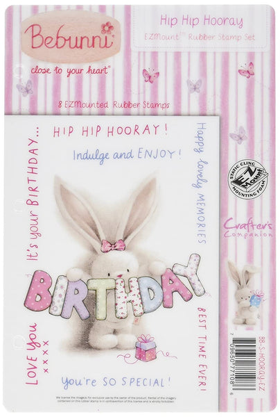 BE BUNNI - BIRTHDAY   -" Hip Hip Hooray !"    Stamp Set - CRAFTERs COMPANIONs - Mounted RUbber   NeW in pkg- Retired and Rare !