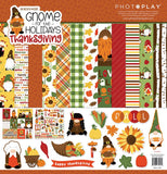 GNOME for THANKSGIVING CARDSTOCK -  GNOMEs - by Photoplay Papers - 12x12 Cardstock & STICKERs - NeW !!