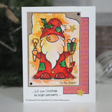 CHRISTMAS GNOME STAMPs Set - by WOODWARE Super Cute Gnome Dressed Like Santa with Holiday Sentitments !