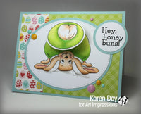 HONEY BUNS WOBBLEs Stamp and Dies 4 Pc. set -   Fun to make for All Occasions !   Bunny Rabbit Cards !