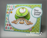 HONEY BUNS WOBBLEs Stamp and Dies 4 Pc. set -   Fun to make for All Occasions !   Bunny Rabbit Cards !