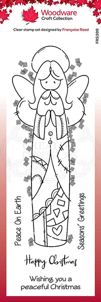 ANGEL STAMPs Set - by WOODWARE - " Patch Angel" with Sentiments for CHRiSTMAS CARDs