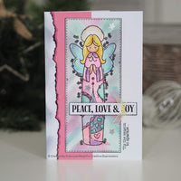 ANGEL STAMPs Set - by WOODWARE - " Patch Angel" with Sentiments for CHRiSTMAS CARDs
