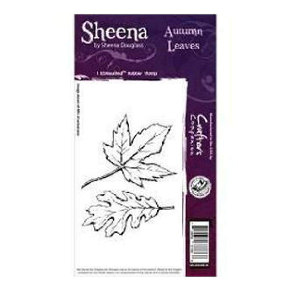 AUTUMN LEAVES  by SHEENA DoUGLAS Stamp Set - 4x4 Single Stamp with 2 Leaves - - NeW !! Retired & Rare !
