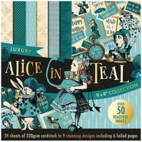 ALICE in TEAL 8"x8" ~ CARDSTOCK Paper Pad - New and Rare !! Imported !!