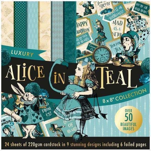 ALICE in TEAL 8"x8" ~ CARDSTOCK Paper Pad - New and Rare !! Imported !!