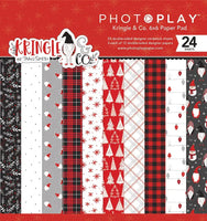 GNOMEs "KRINGLE & CO" Bundle - 12x12 Cardstock and STICKERs and EPHEMERA Package and 6x6 Paper Pad