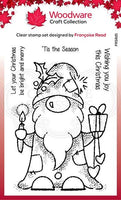 CHRISTMAS GNOME STAMPs Set - by WOODWARE Super Cute Gnome Dressed Like Santa with Holiday Sentitments !