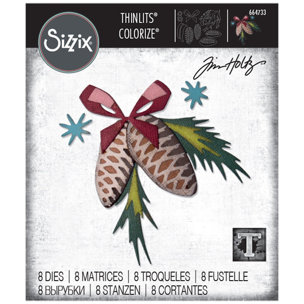FESTIVE TRIMS  COLORIZE Die Set  by Tim Holtz   from SIZZiX  # TH664733  CHRiSTMAS 2020  New !! Pinecones