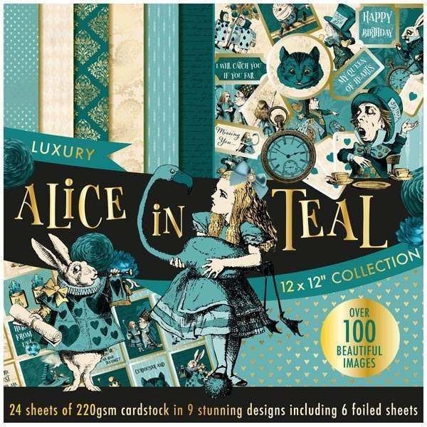 ALICE in TEAL ~ CARDSTOCK Paper Pad - 12x12 " - New and Rare !! Imported !!
