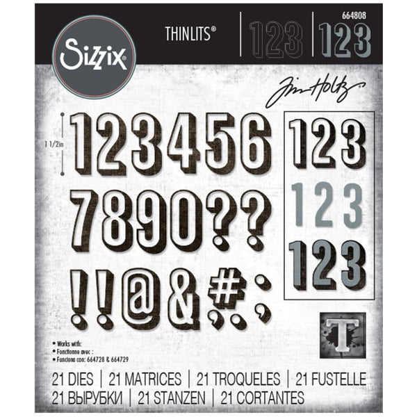 Tim HOLTZ -SHADOW NUMBERS - Alpha-Numeric   THINLITs DIEs  from SIZZiX  # TH664808     - New !!
