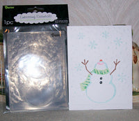 SNOWMAN with ARMS Up -SNoW Man  LOOKiNG At The SkY - by Darice A2 EMbosing Folder - Retired !