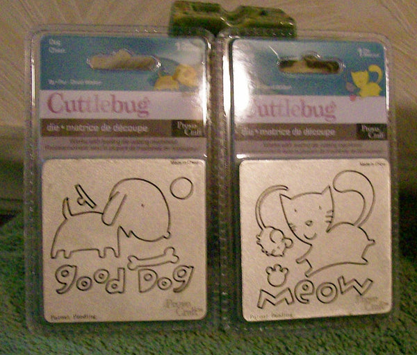 Cuttlebug - CATS and DOGS CUTTING Dies - 3x3  size - 2 Separately packaged sets  Retired !!