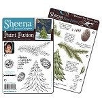 CHRISTMAS TREE & PINE BRANCHES -   by SHeeNA DoUGLAS Stamp Set - PAINT FUSION Collection  -  - RETiRED and Rare !