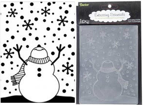 SNOWMAN with ARMS Up -SNoW Man  LOOKiNG At The SkY - by Darice A2 EMbosing Folder - Retired !