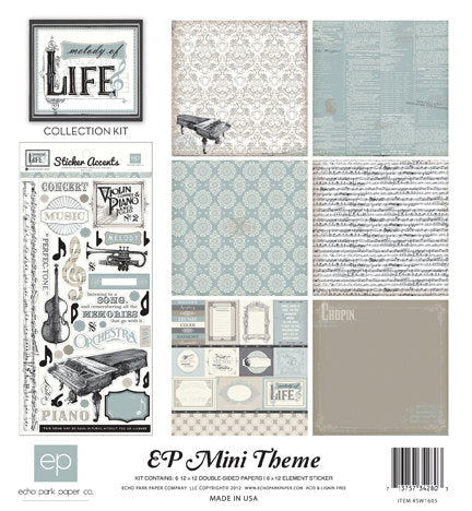 MELODY of LIFE by Echo Park -  MUSiCAL THeME SCRAPBOOKiNG  KIT - 12X12 PAPERs and STICKERs !!  RaRE !!