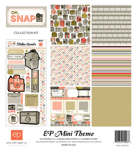 CAMERAs  and PHOTOGRAPHeR SCRAPBOOKiNG  KIT - 12x12 SCRaPBOOK PAPERs and STICKERS !!  New and Rare !
