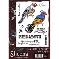 FREE As A BIRD by SHEENA DoUGLAS Stamp Set -  A Little Bit Sketchy Collection - NeW !! Retired & Rare !