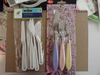 STENCIL or MIXeD MeDIA TOOLS - Set of 5 Plastic ASSORTED -  Palette knife for Texture Paste or Paints