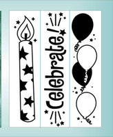 BIRTHDAY CELEBRATION and CANDLE  BORDeRs  SeT of 3  EMBOSsING FoLDeRS -Retired !