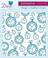 STITCH in TIME - CLOCKs - POCKETWATCHEs - EMBOSSING FOLDERs  New !! - 8"x8"  Square Design - Rare !!