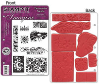 DECORATIVE SWIRLS BIRTHDAYs-  STAmP-iT AUSTRALiA - MOUNTeD STAmP SeT -7 stamps - SET 07 - retired and rare  !