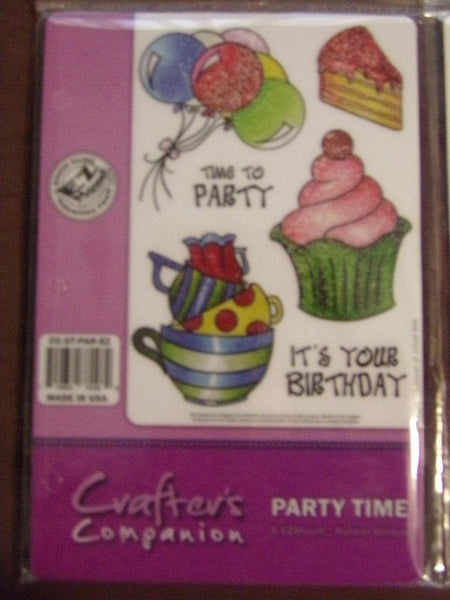 PARTY TIME - BIRTHDAY PARTy  Stamp Set - CRAFTERs COMPANIONs - Mounted RUbber   RETiRED & Rare !!