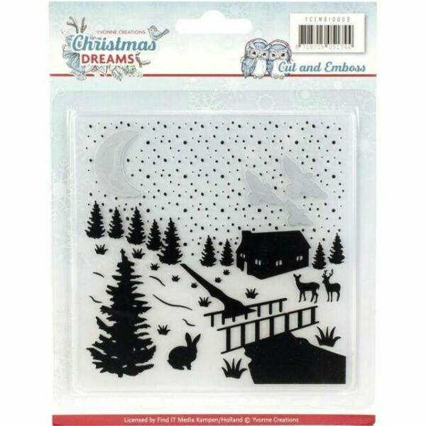CHRISTMAS DREAMS 5x5 Embossing Folder by YVONNE CREATIONS from Nellie Snellen - SNOW SCENE - # YCEMB1007 -EMBOSSING 5x5 - FIND IT TRADING (brand)