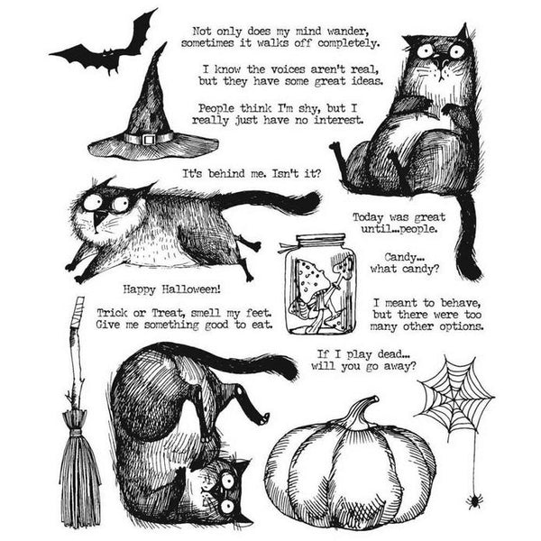 SNARKY CAT HALLOWEEN    by Tim HOLTZ Stamps- Cards and Gifts - CLEAR STAMP SET Stampers Anonymous