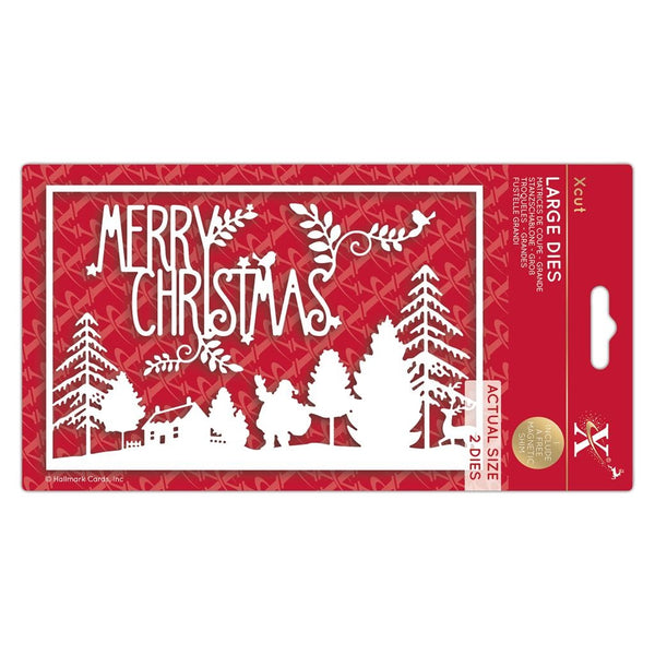 MERRY CHRISTMAS - CARD DIE SET _ 2 pieces -  XCUTS - Imported from the UK  5x7
