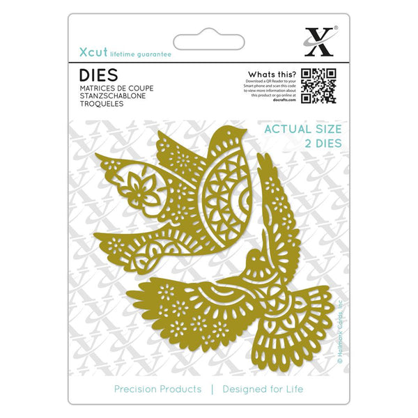 PEACE DOVES - ORNATE DOVES ~ DIES for CHRISTMAS or Other Holiday - 3 Piece Die Set by XCUTs -   XCut Express, Cuttlebug,  Big Shot,